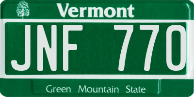 VT license plate JNF770