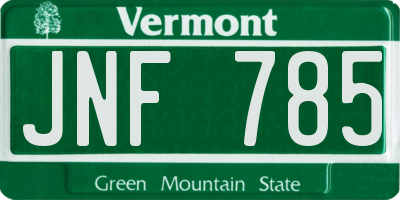 VT license plate JNF785