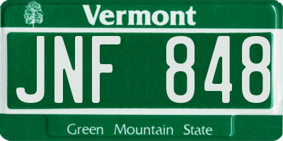 VT license plate JNF848