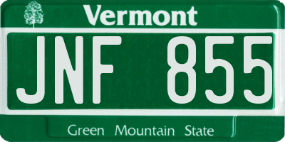 VT license plate JNF855