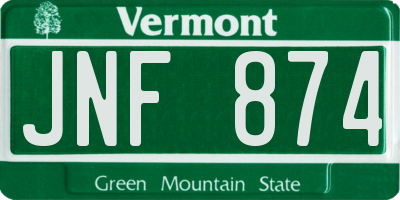 VT license plate JNF874