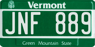 VT license plate JNF889