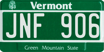 VT license plate JNF906