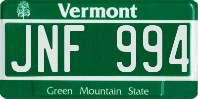VT license plate JNF994