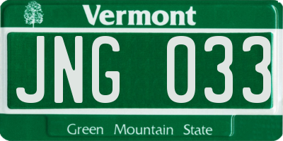VT license plate JNG033