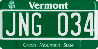 VT license plate JNG034