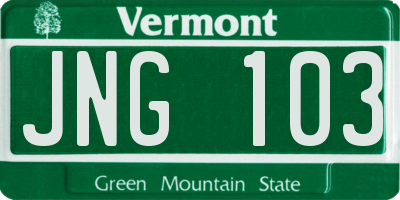 VT license plate JNG103
