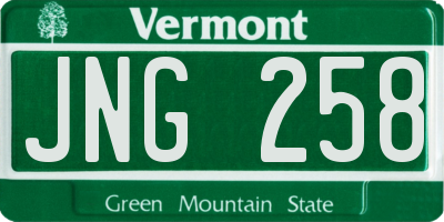 VT license plate JNG258