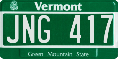 VT license plate JNG417