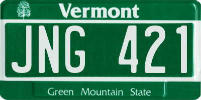 VT license plate JNG421