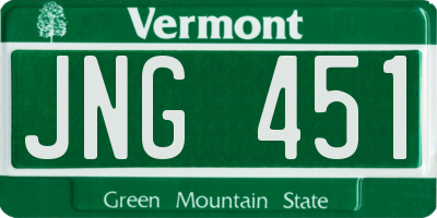 VT license plate JNG451
