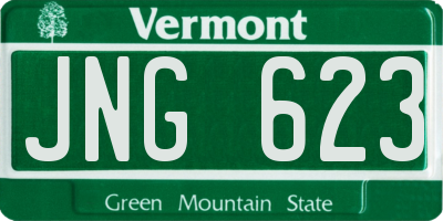 VT license plate JNG623