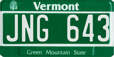 VT license plate JNG643