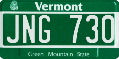 VT license plate JNG730