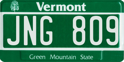 VT license plate JNG809