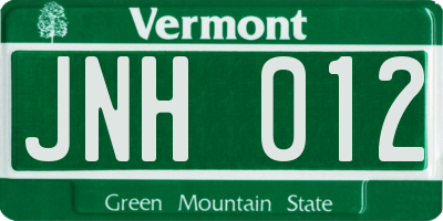 VT license plate JNH012