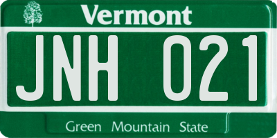 VT license plate JNH021