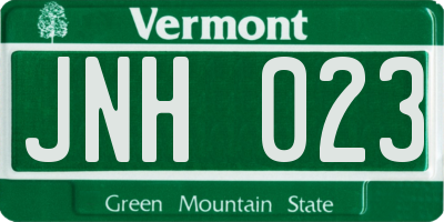 VT license plate JNH023