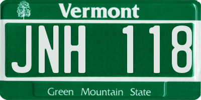 VT license plate JNH118