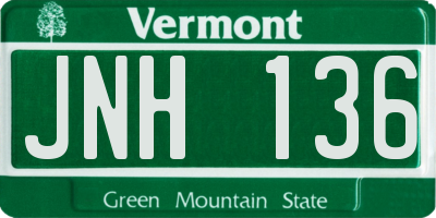 VT license plate JNH136