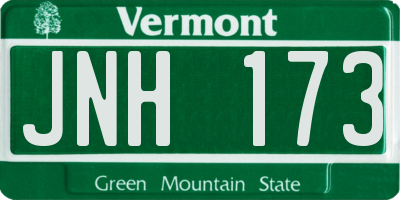 VT license plate JNH173