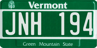 VT license plate JNH194