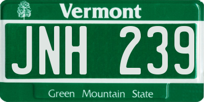 VT license plate JNH239