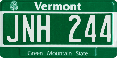 VT license plate JNH244