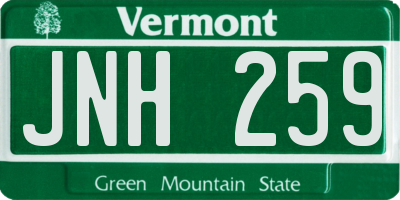 VT license plate JNH259