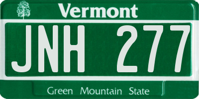 VT license plate JNH277