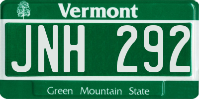 VT license plate JNH292
