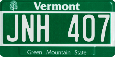 VT license plate JNH407
