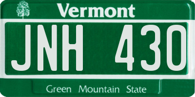 VT license plate JNH430