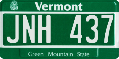 VT license plate JNH437