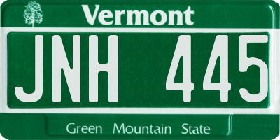 VT license plate JNH445