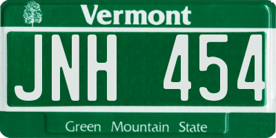 VT license plate JNH454