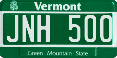 VT license plate JNH500