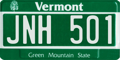 VT license plate JNH501