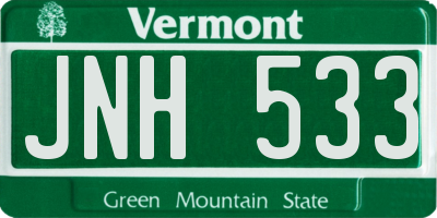 VT license plate JNH533