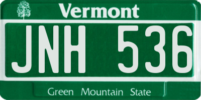 VT license plate JNH536