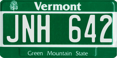 VT license plate JNH642