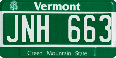 VT license plate JNH663