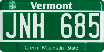 VT license plate JNH685