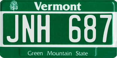 VT license plate JNH687