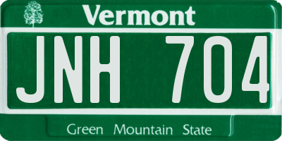 VT license plate JNH704