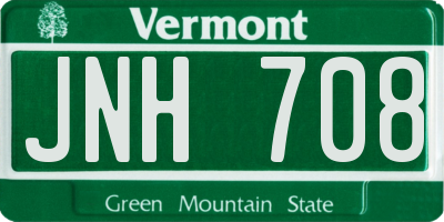VT license plate JNH708