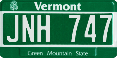 VT license plate JNH747