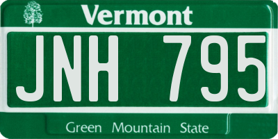 VT license plate JNH795