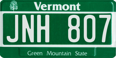 VT license plate JNH807