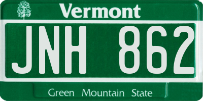 VT license plate JNH862